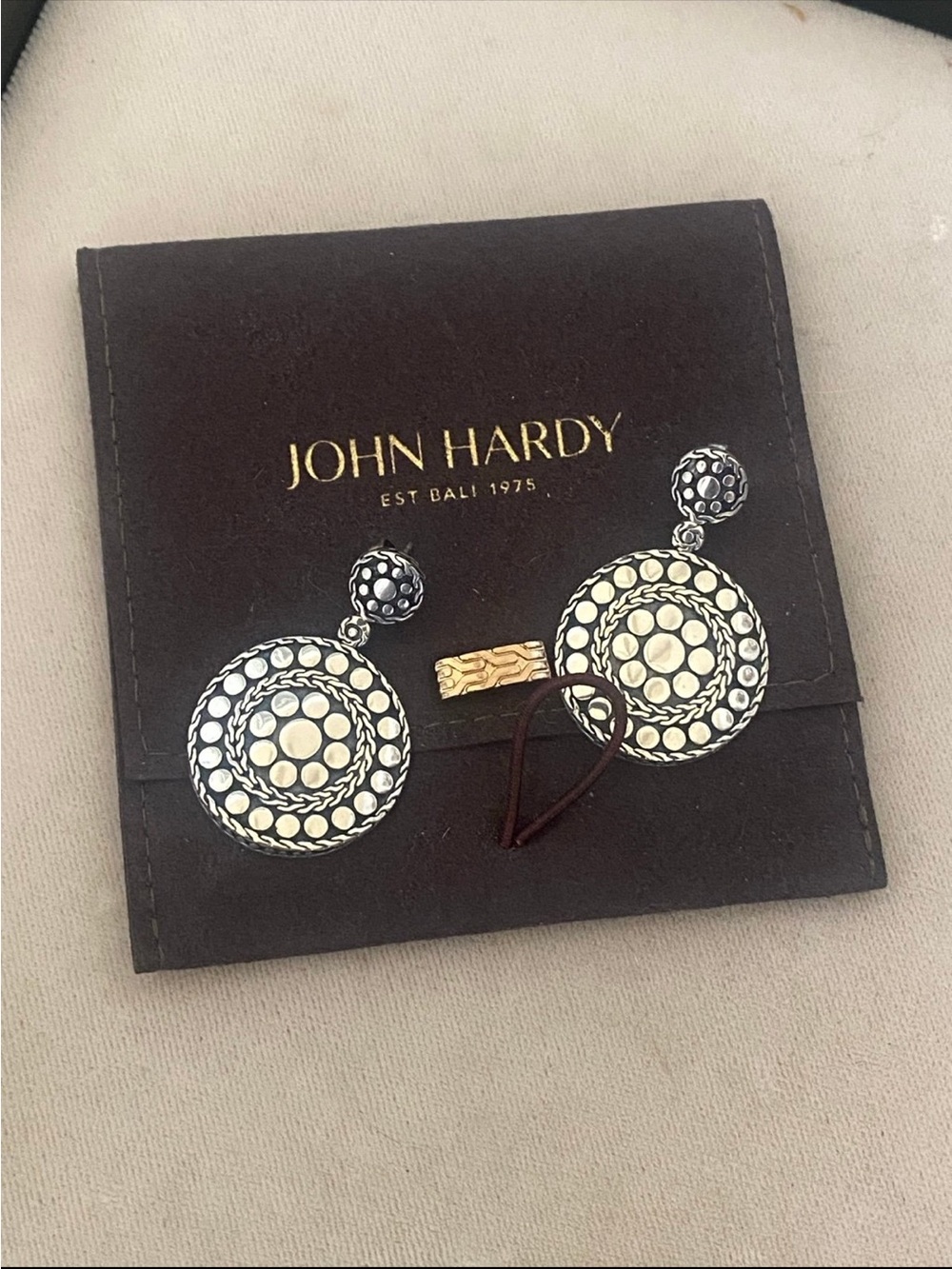 John Hardy Sterling Silver Dot Dangle Circle Earrings 925